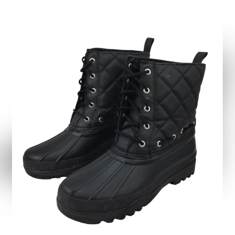 SPERRY Topsider black Gosling quilted mid calf waterproof duck rain boots size 9